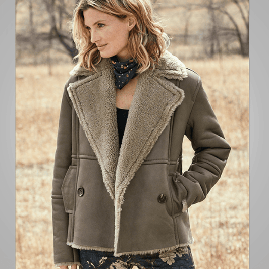 B3 Women Flying Aviator Real Fur Leather Bomber Jacket - Vox Leather