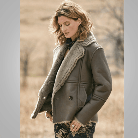 B3 Women Flying Aviator Real Fur Leather Bomber Jacket - Vox Leather
