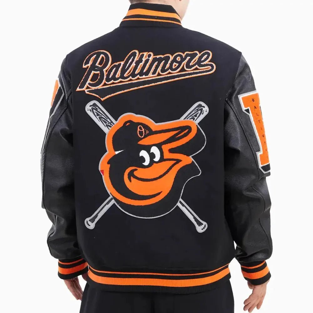 Baltimore Orioles Mashup Black Varsity Jacket - Vox Leather
