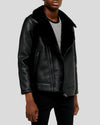Bard Black Shearling Leather Jacket - Vox Leather