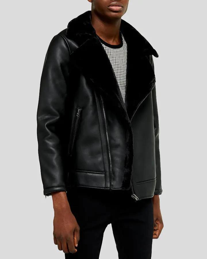 Bard Black Shearling Leather Jacket - Vox Leather