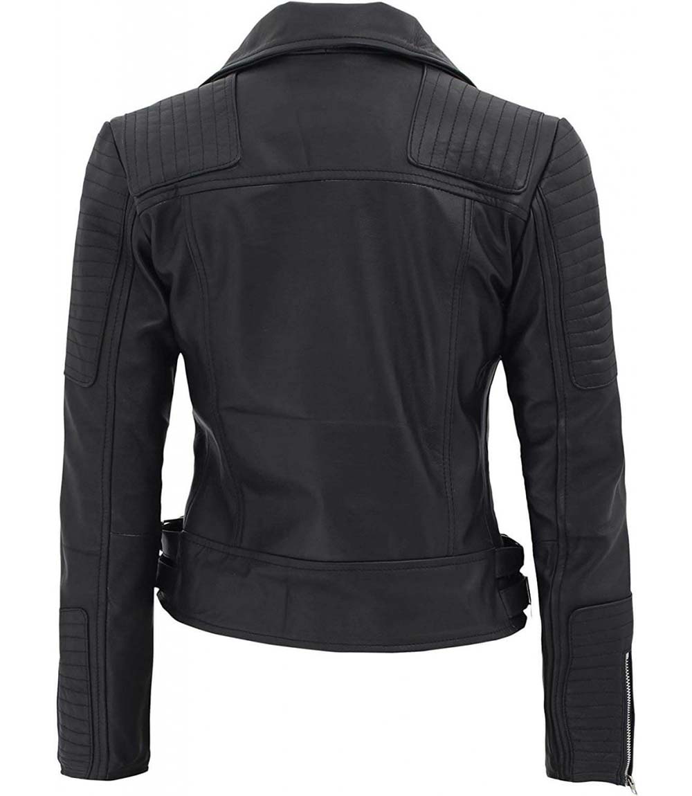 Bari Women Asymmetrical Black Leather Moto Jacket - Vox Leather