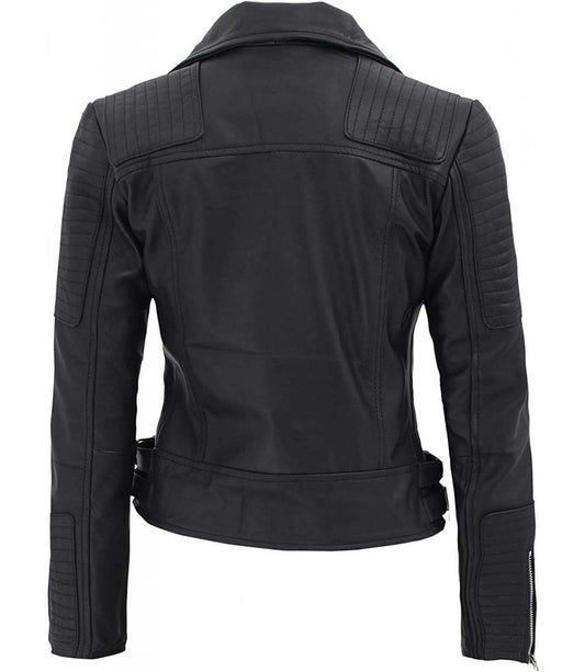Bari Women Asymmetrical Black Leather Moto Jacket - Vox Leather