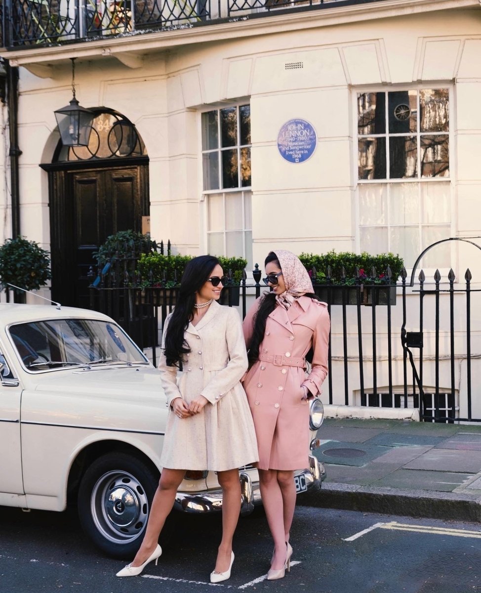 'Belle Du Jour' Leather Trench Coat in Rosa - Vox Leather