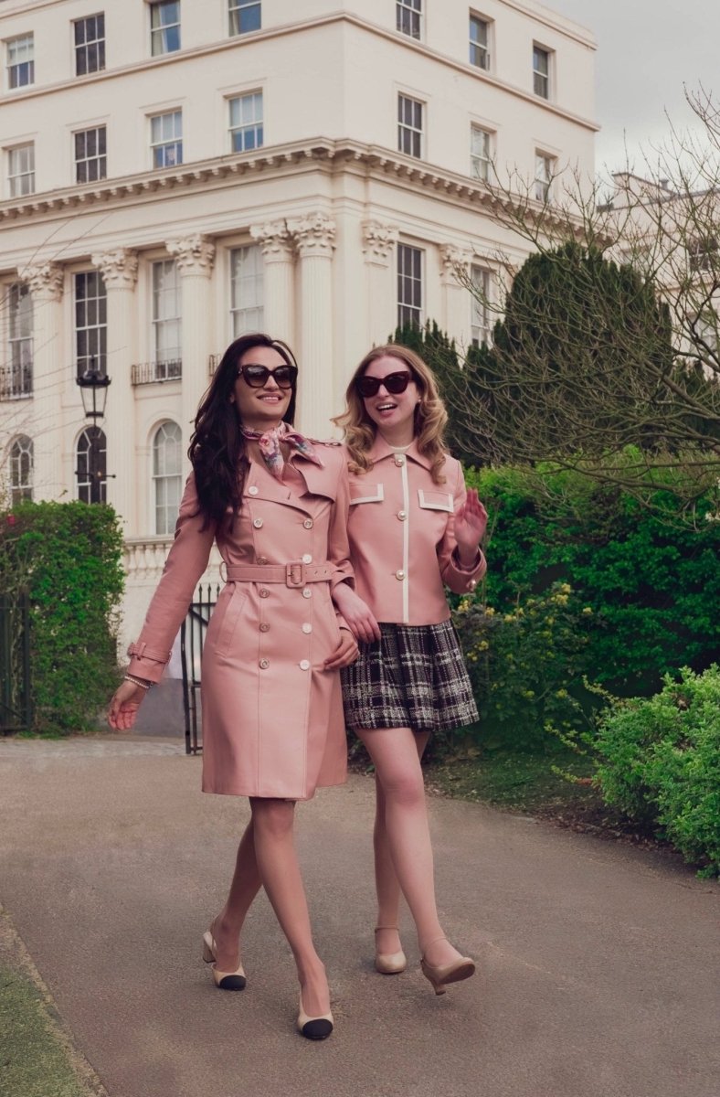 'Belle Du Jour' Leather Trench Coat in Rosa - Vox Leather