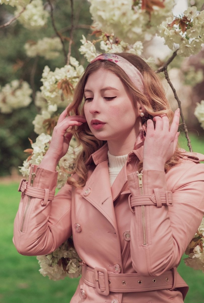 'Belle Du Jour' Leather Trench Coat in Rosa - Vox Leather