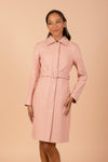 'Bellucci' Belted Leather Coat in Rosa - Vox Leather