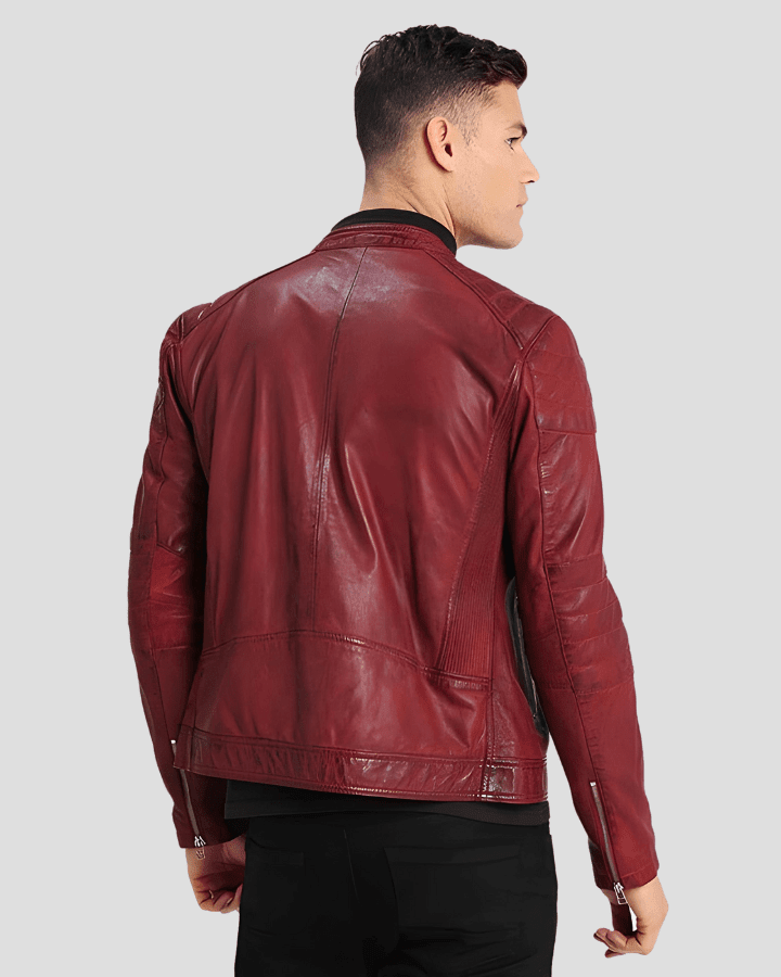 Ben Red Biker Leather Jacket - Vox Leather