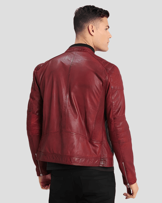 Ben Red Biker Leather Jacket - Vox Leather