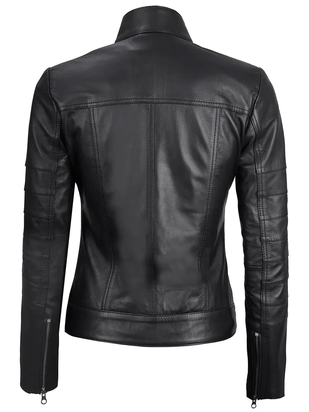 Bergamo Womens Black Real Leather Cafe Racer Jacket - Rare Leather