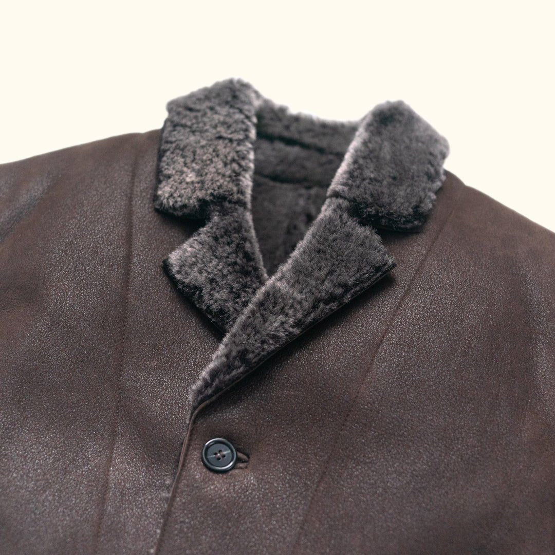Big Sky Shearling Leather Blazer | Espresso Brown - Vox Leather