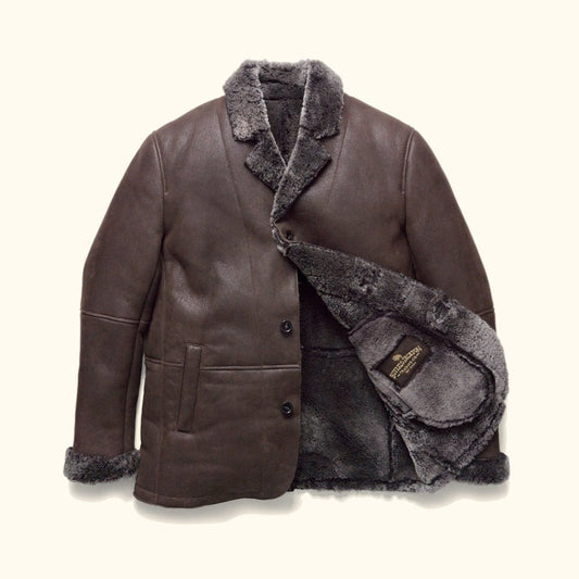 Big Sky Shearling Leather Blazer | Espresso Brown - Vox Leather