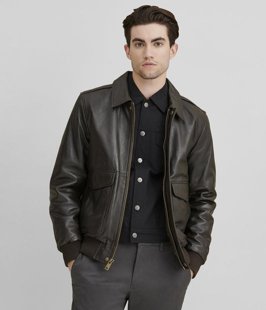 Big & Tall Leather Jacket With Flag Print Lining - Vox Leather