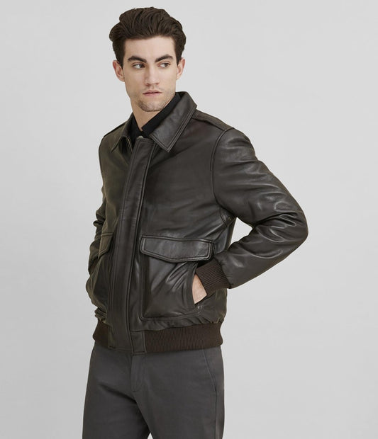 Big & Tall Leather Jacket With Flag Print Lining - Vox Leather