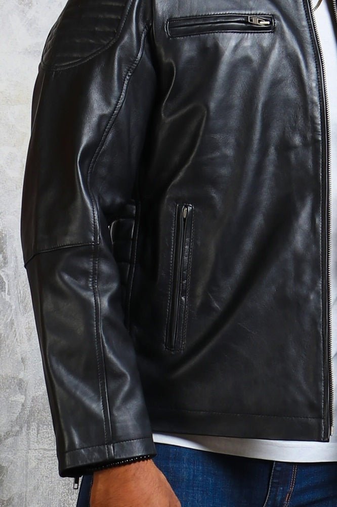 Biker Skull Men's Black Leather Jacket - Vox Leather