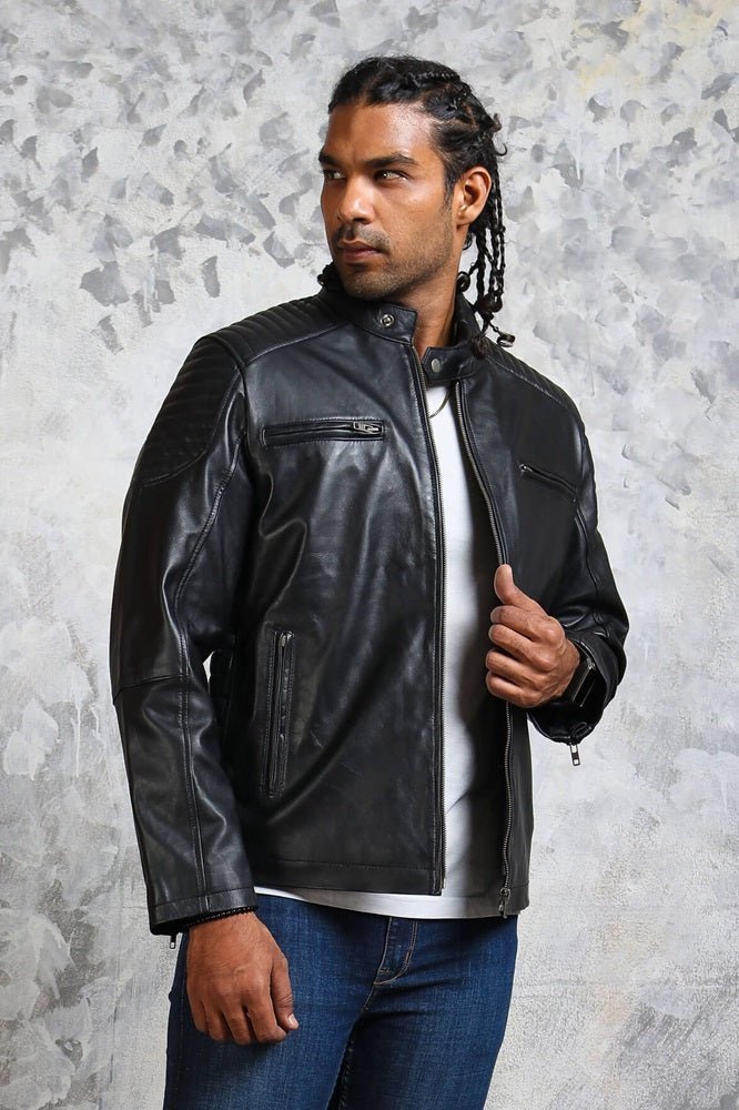 Biker Skull Men's Black Leather Jacket - Vox Leather
