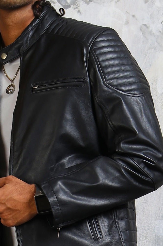 Biker Skull Men's Black Leather Jacket - Vox Leather