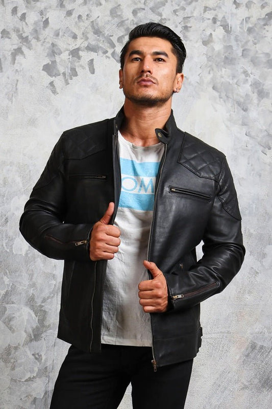 Black Biker Leather Jacket for Men - Vox Leather
