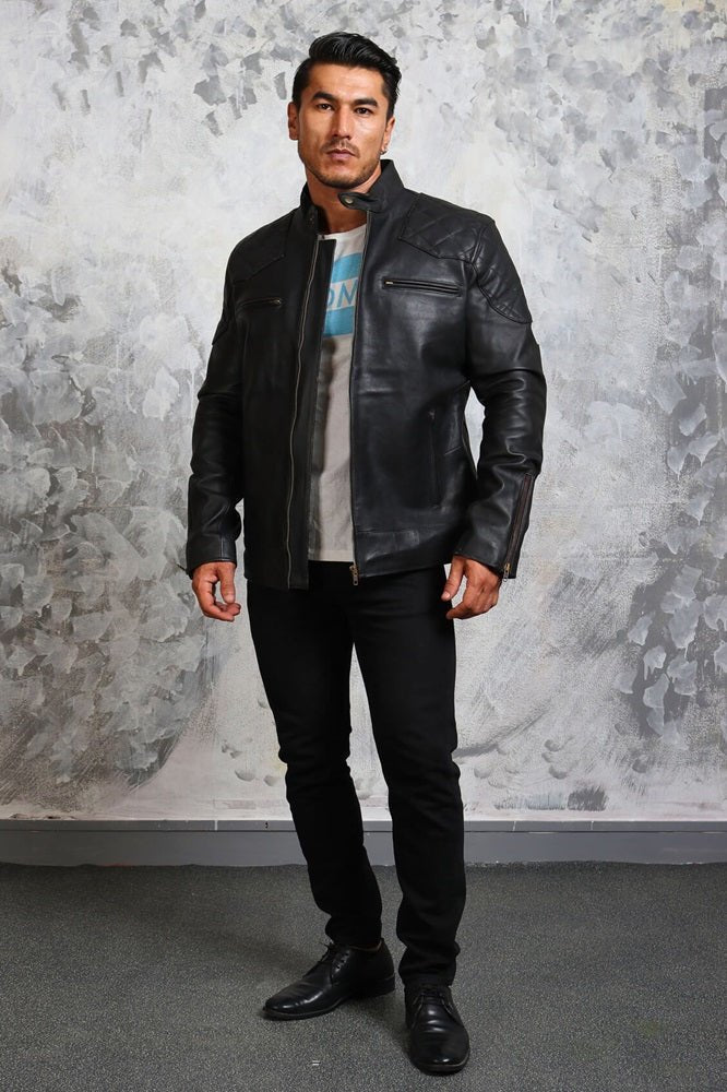 Black Biker Leather Jacket for Men - Vox Leather