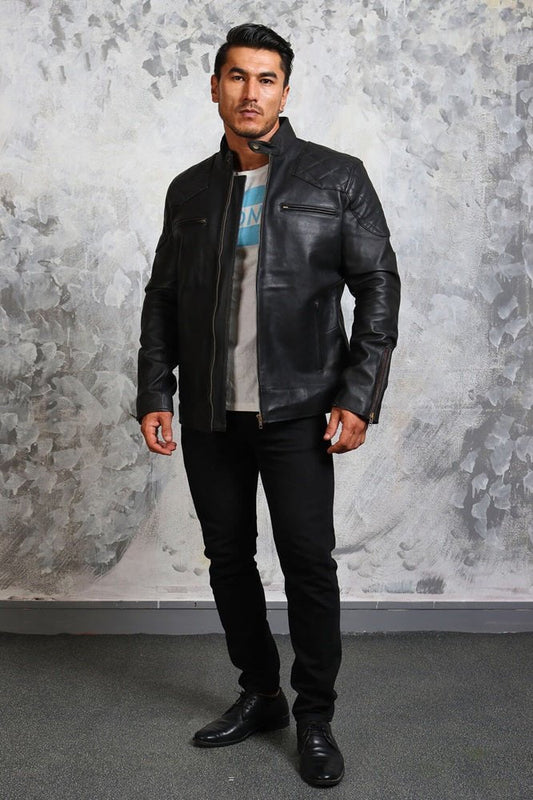 Black Biker Leather Jacket for Men - Vox Leather