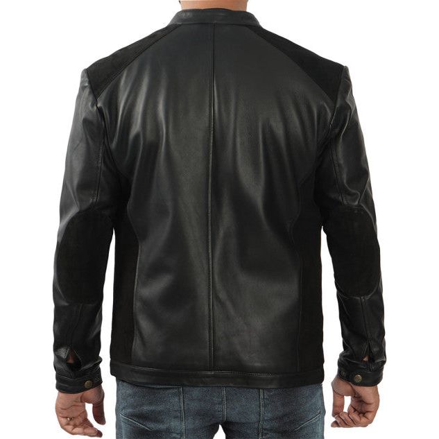 Black leather Cafe Racer Jacket Mens - Vox Leather