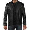 Black leather Cafe Racer Jacket Mens - Vox Leather