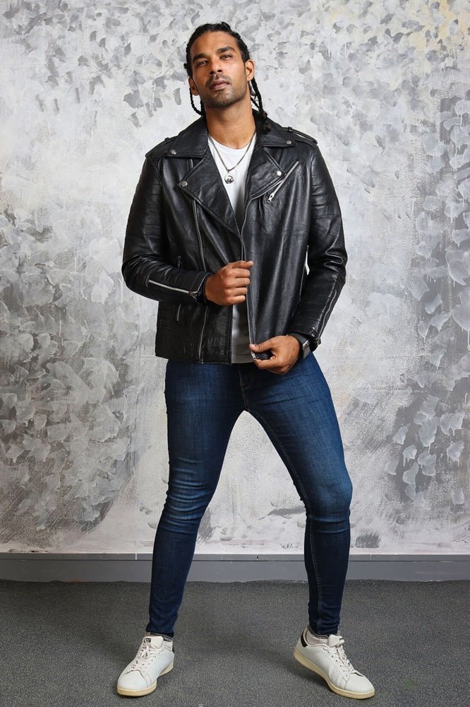 Black Motorcycle Leather Jacket for Men's - Vox Leather