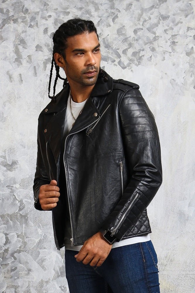 Black Motorcycle Leather Jacket for Men's - Vox Leather