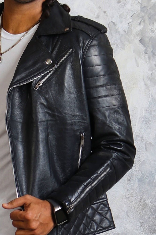 Black Motorcycle Leather Jacket for Men's - Vox Leather