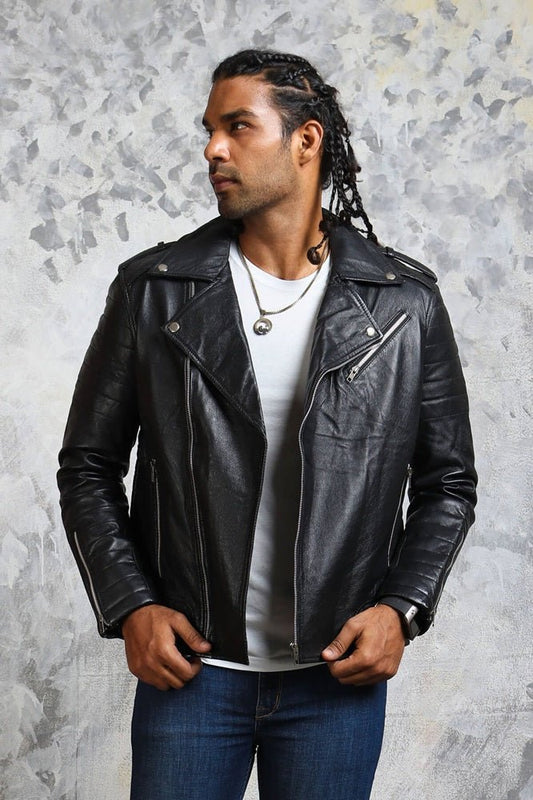 Black Motorcycle Leather Jacket for Men's - Vox Leather