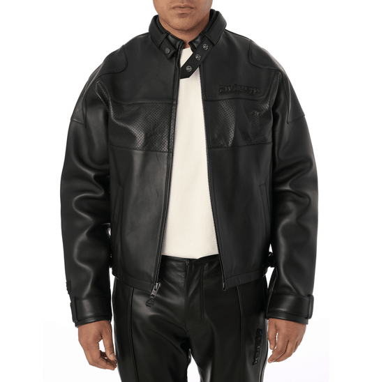 BLACK-OUT RACING JACKET - Vox Leather