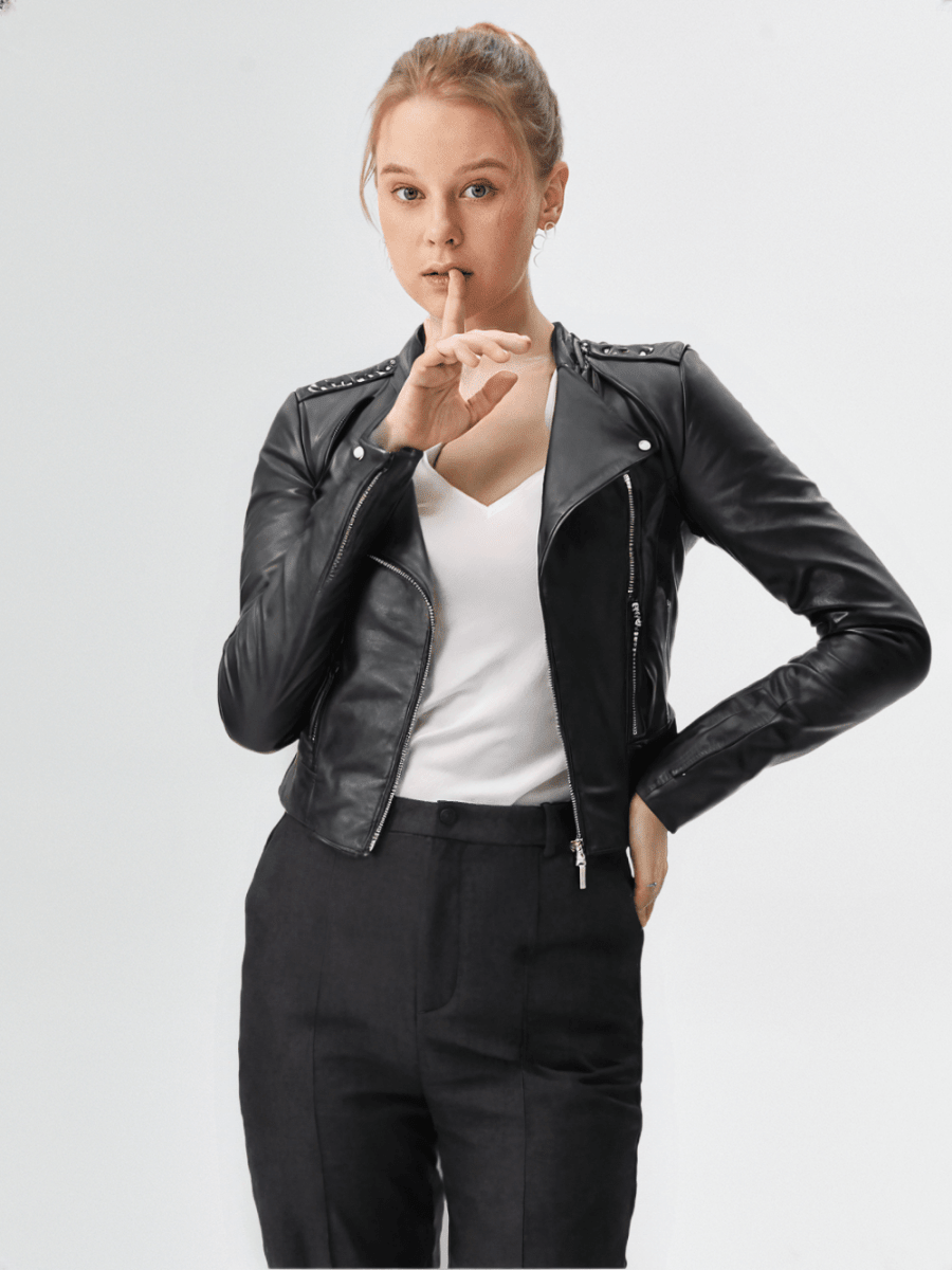 Black Widow - Women's Motorcycle Leather Jacket - Vox Leather