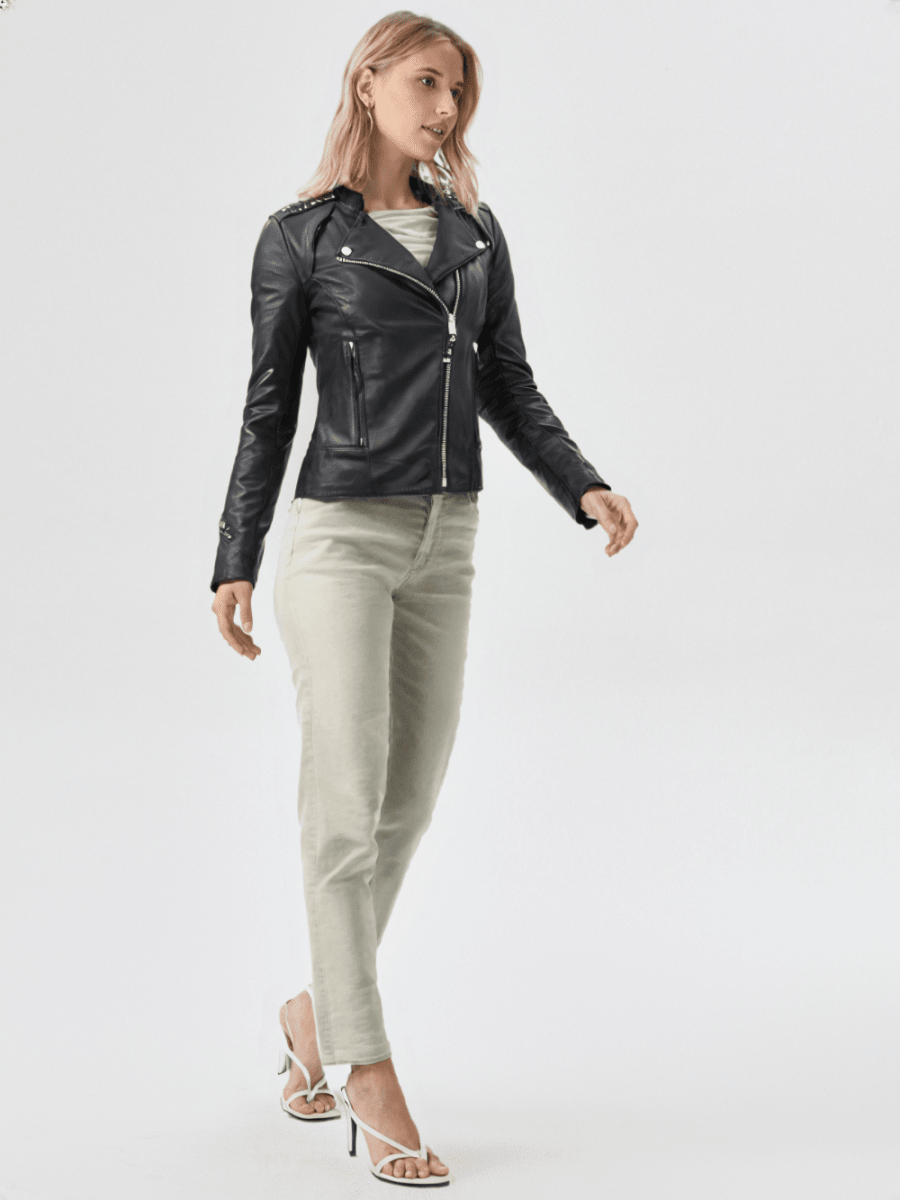Black Widow - Women's Motorcycle Leather Jacket - Vox Leather