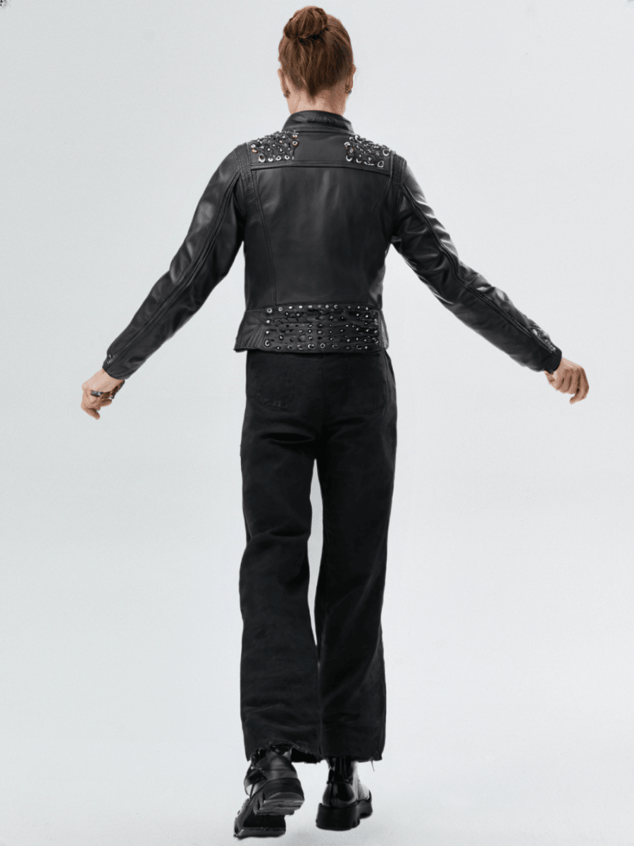Black Widow - Women's Motorcycle Leather Jacket - Vox Leather