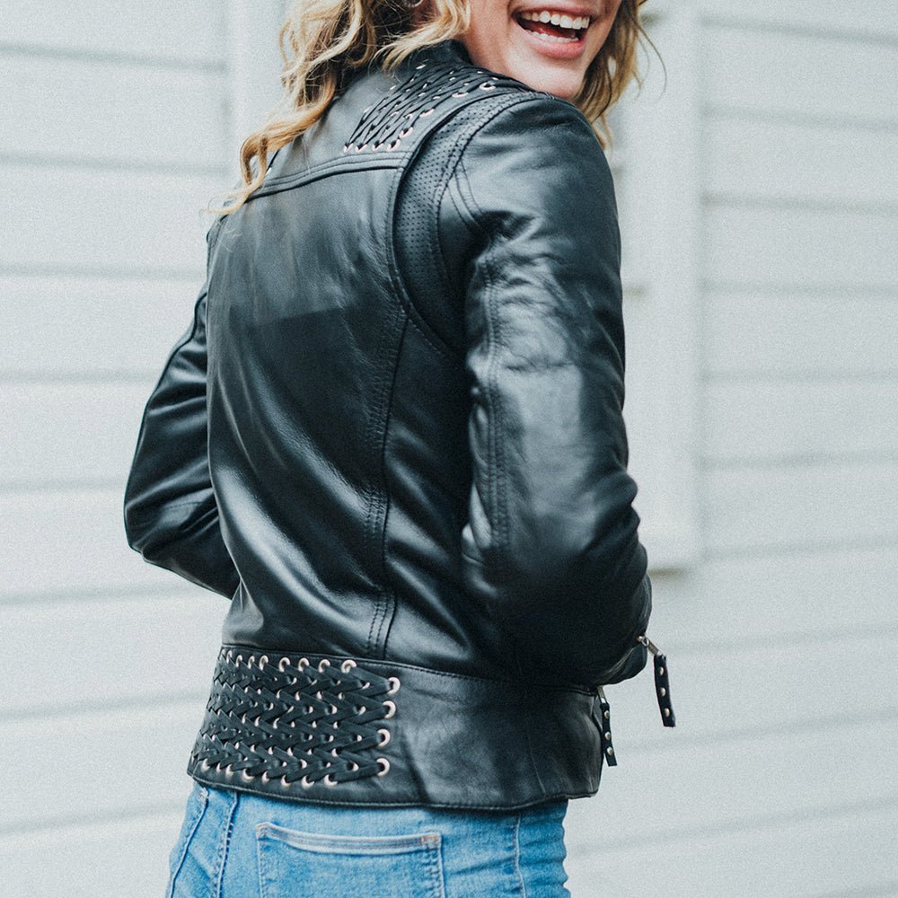 Black Widow - Women's Motorcycle Leather Jacket - Vox Leather