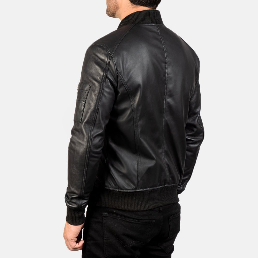 Bomia Ma-1 Black Leather Bomber Jacket - Vox Leather