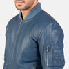 Bomia Ma-1 Blue Leather Bomber Jacket - Vox Leather