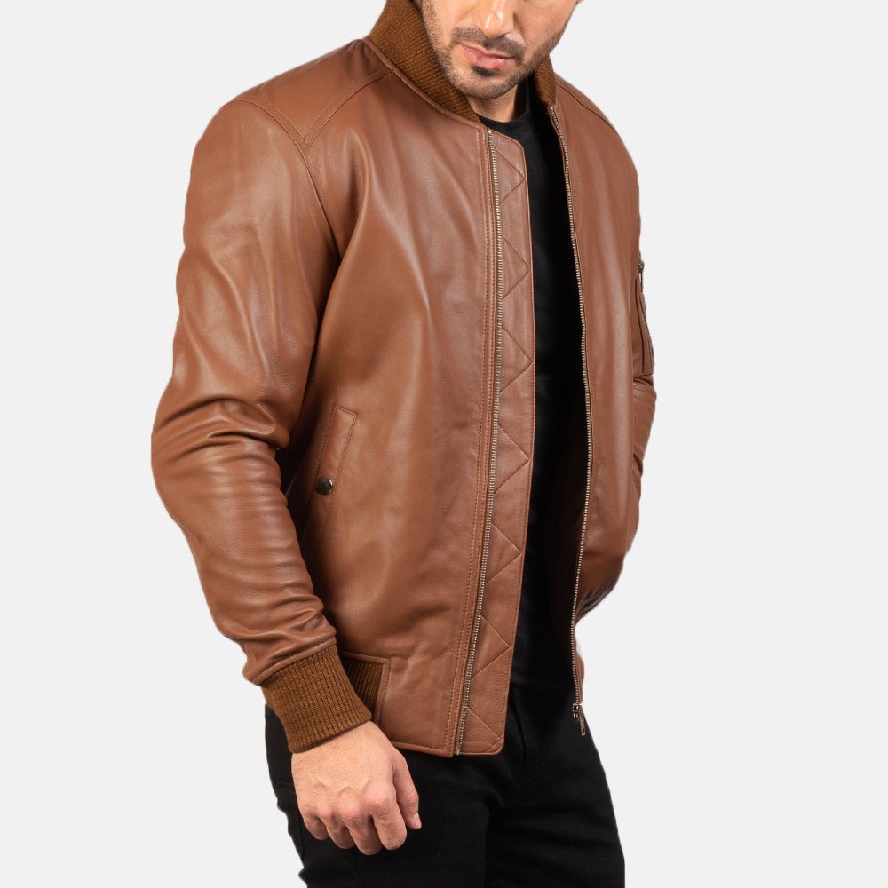 Bomia Ma-1 Brown Leather Bomber Jacket - Vox Leather