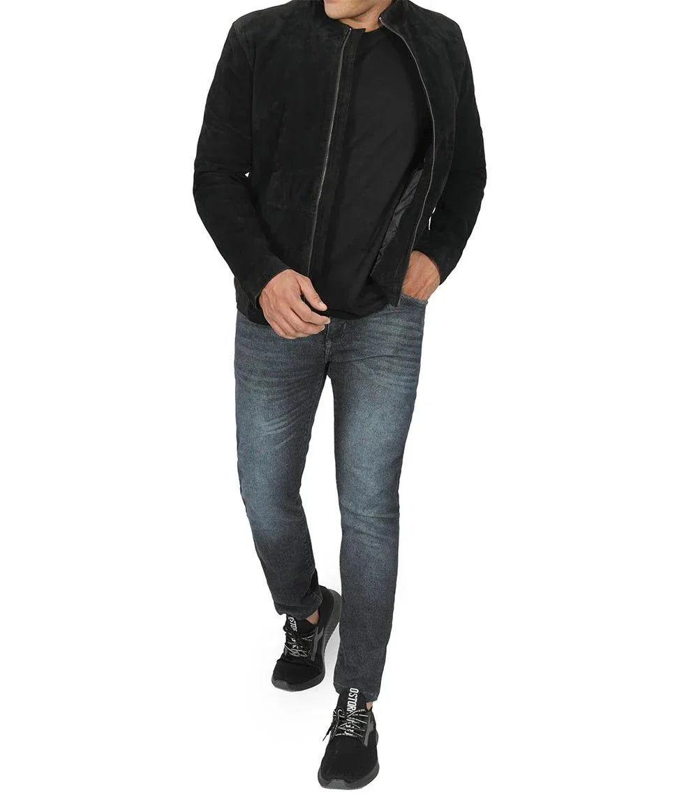 Bond Men's Black Casual Suede Jacket - Rare Leather