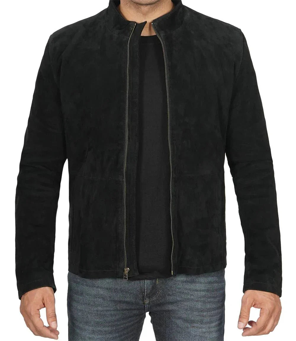 Bond Men's Black Casual Suede Jacket - Rare Leather