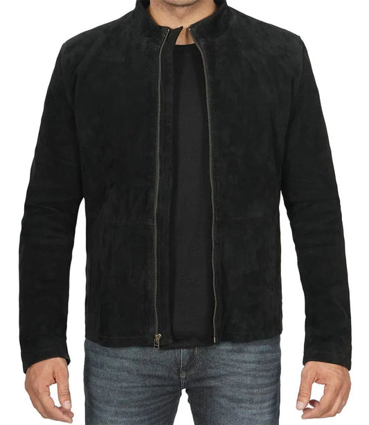 Bond Men's Black Casual Suede Jacket - Rare Leather