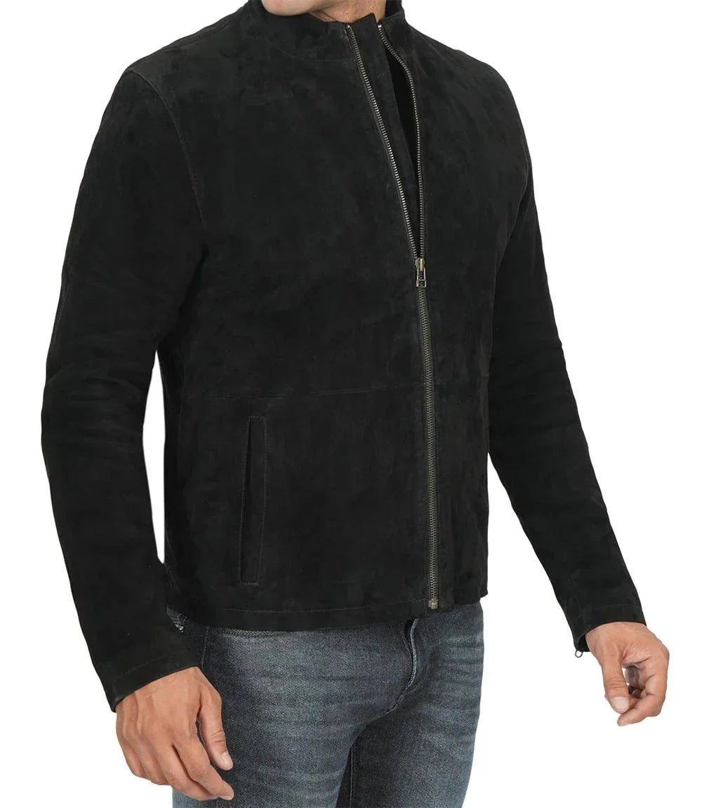 Bond Men's Black Casual Suede Jacket - Vox Leather