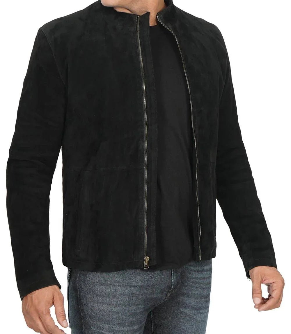 Bond Men's Black Casual Suede Jacket - Vox Leather