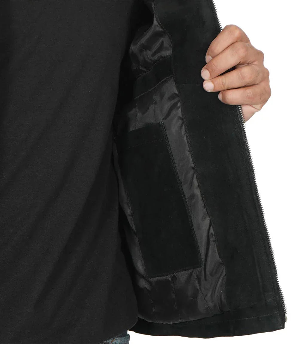 Bond Men's Black Casual Suede Jacket - Vox Leather