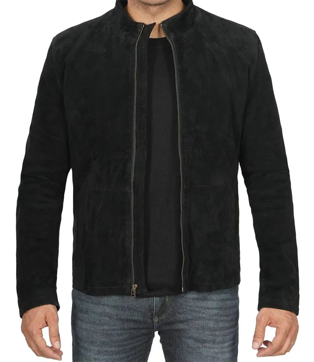 Bond Men's Black Casual Suede Jacket - Vox Leather