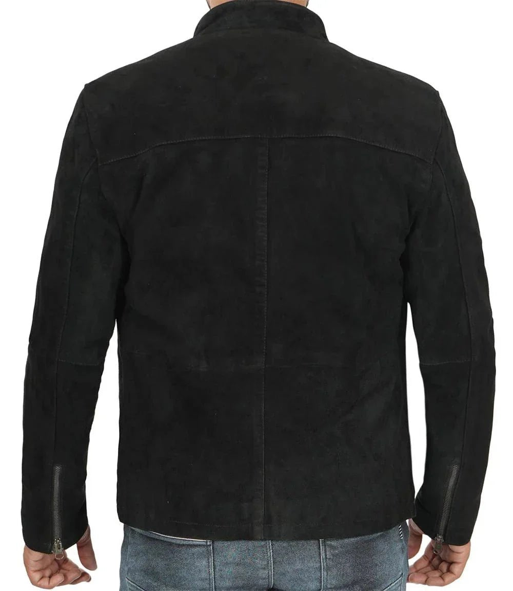 Bond Men's Black Casual Suede Jacket - Vox Leather
