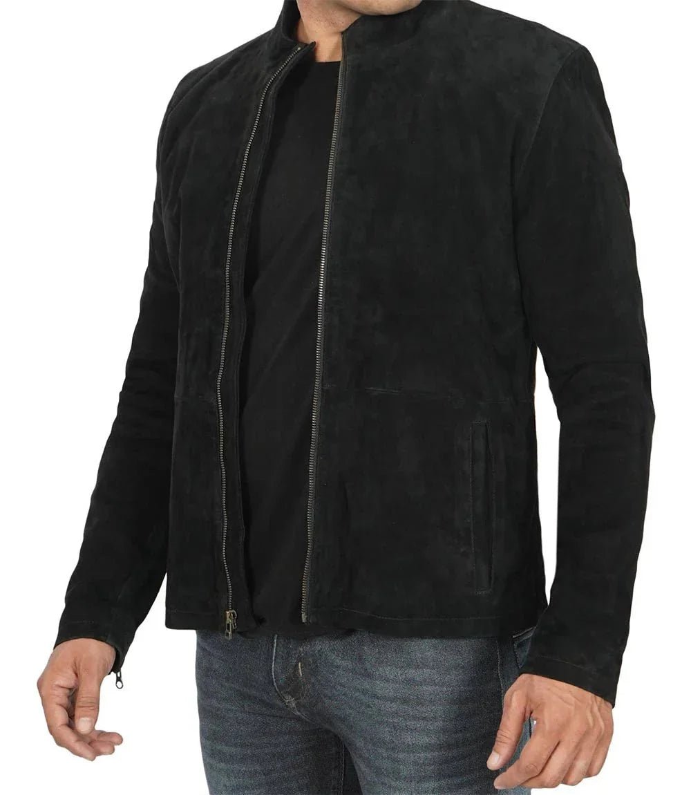 Bond Men's Black Casual Suede Jacket - Vox Leather