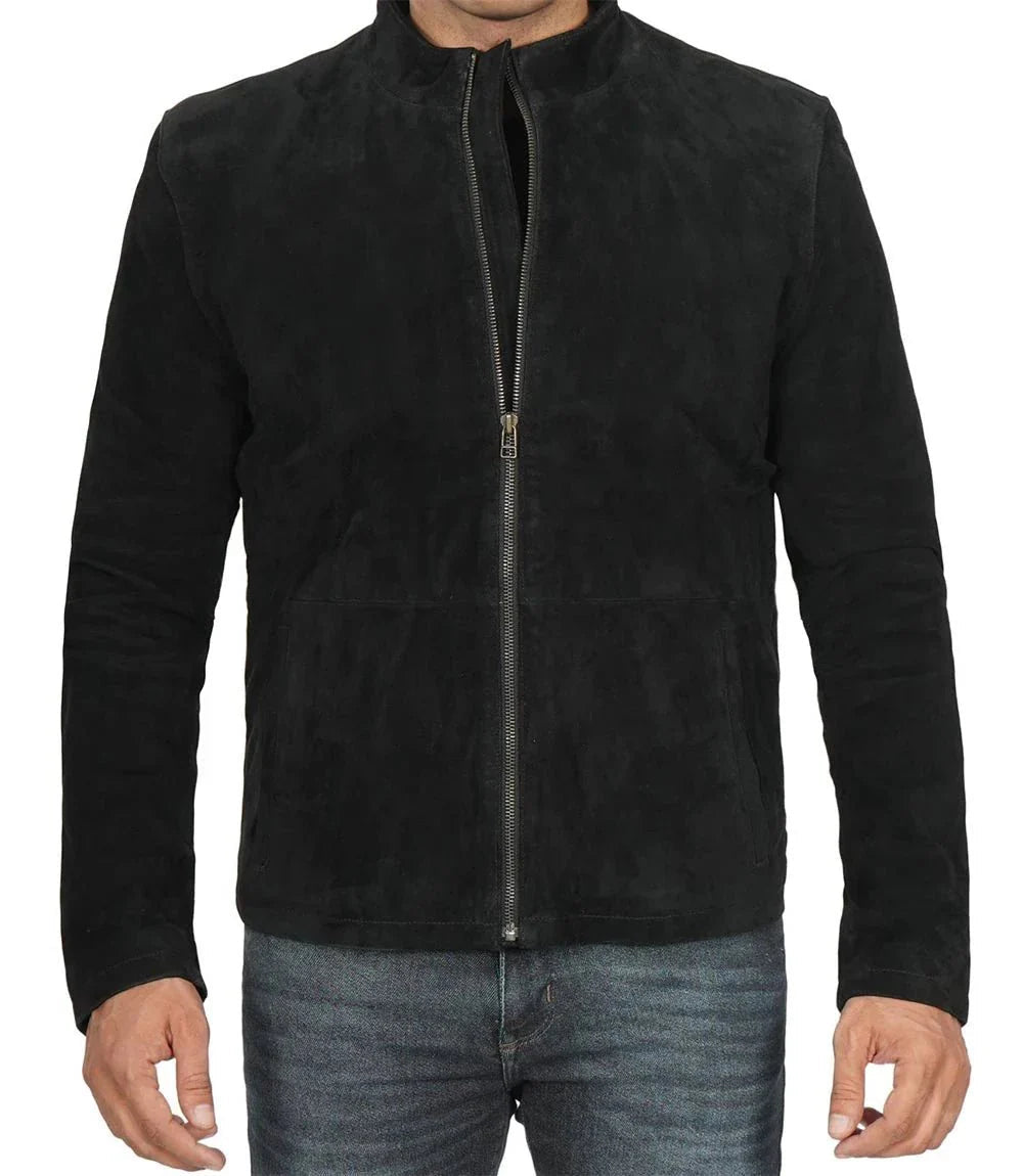 Bond Men's Black Casual Suede Jacket - Vox Leather