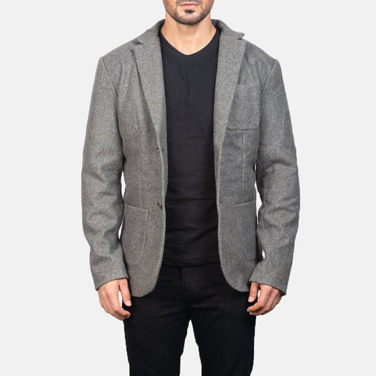 Borges Grey Wool Blazer - Rare Leather