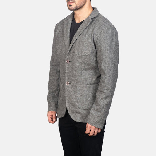 Borges Grey Wool Blazer - Rare Leather